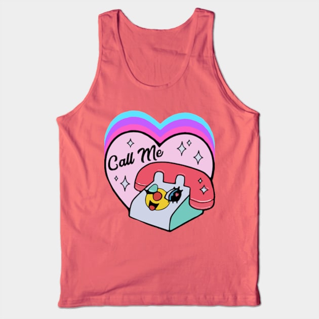 Cute Call Me Telephone Tank Top by BrandyRay